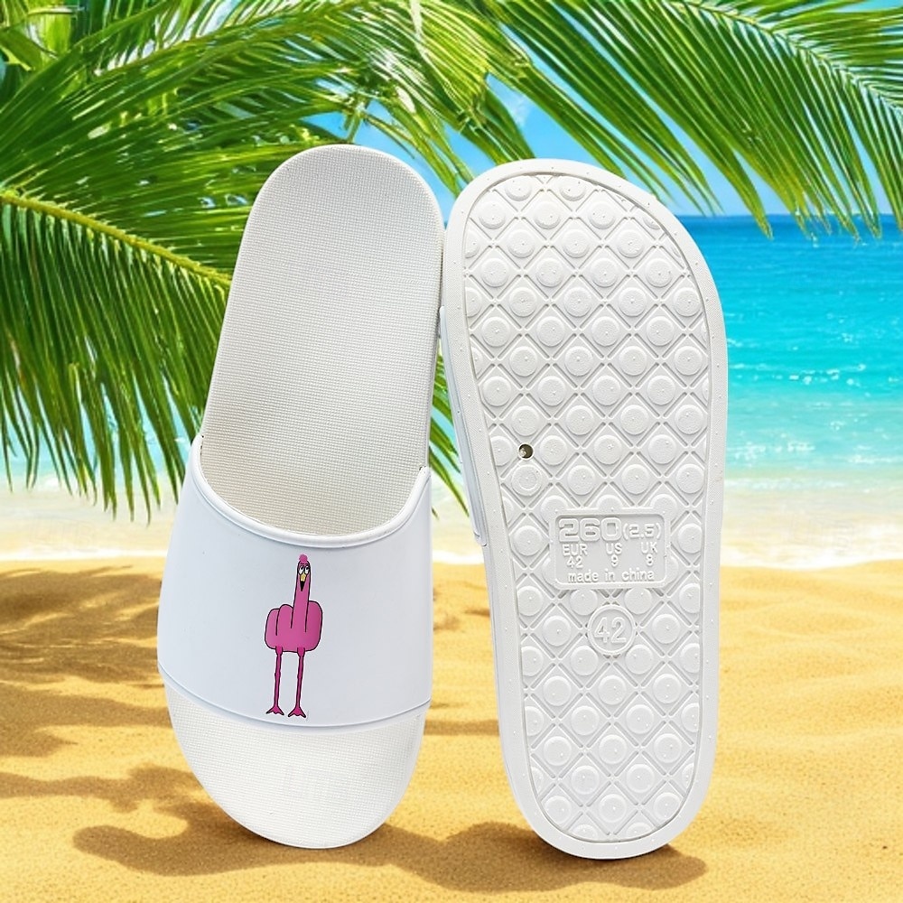 Sandales à enfiler pour homme, motif flamant rose et motif coloré – style décontracté et amusant pour la plage, la piscine et les vacances d'été de 2025 ? NZ $42.89 –P4