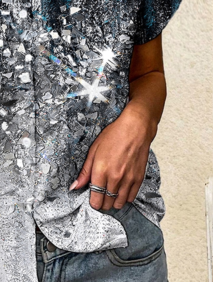 Dame Skjorte Blomstret Grafisk sparkly Årgang Tropisk Daglig Ermeløs Kortermet Kappeerme Skjortekrage Lange topper Daglig Dusty Blue Gull Sommer Vår 2025 - $25.99 –P6
