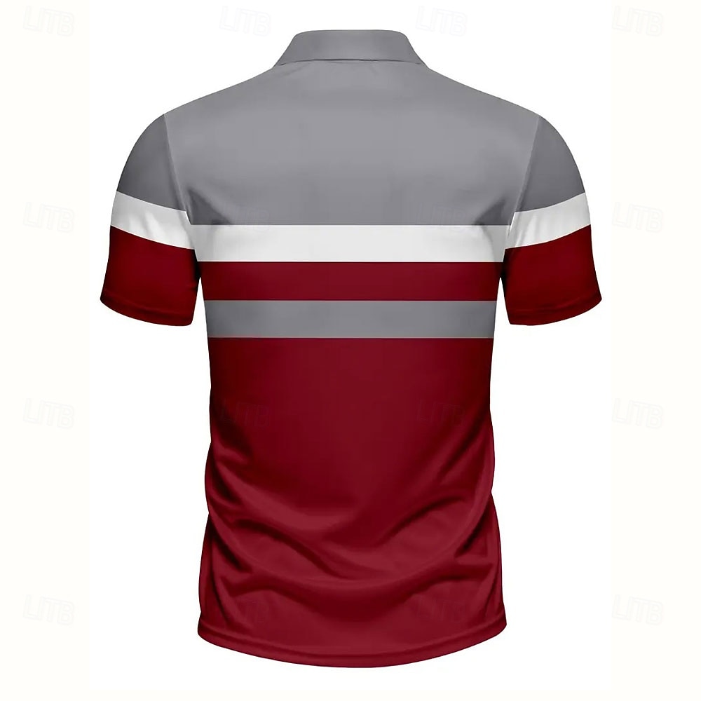 Per uomo A righe Polo Manica Corta Magliette polo Camicie con Colletto Business Casual Scuola All'aperto Athleisure Abbigliamento quotidiano Stampa 3D Estate Nero Rosso Blu del 2026 a $26.99 –P3