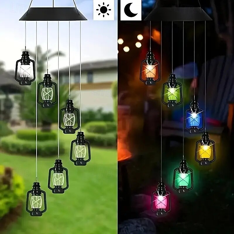 Lumière de carillon à vent solaire 6 LED IP65 étanche lanterne suspendue lumière jaune chaude pour patio balcon et décoration de jardin de 2025 ? $18.99 –P1