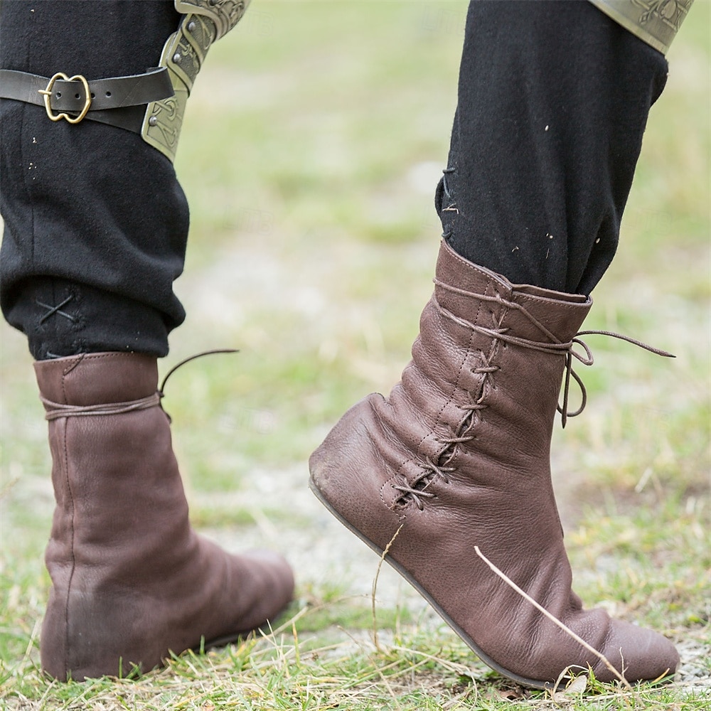 Vinobraní Středověké Renesanční Boty Ploché jazzové boty Turn Shoes Pirát Viking Ranger Lukostřelba Jednobarevné Pánské Unisex Keltské Pirát Fantazie předvečer Všech svatých Karneval Výkon LARP Ren 2025 - $75.99 –P2