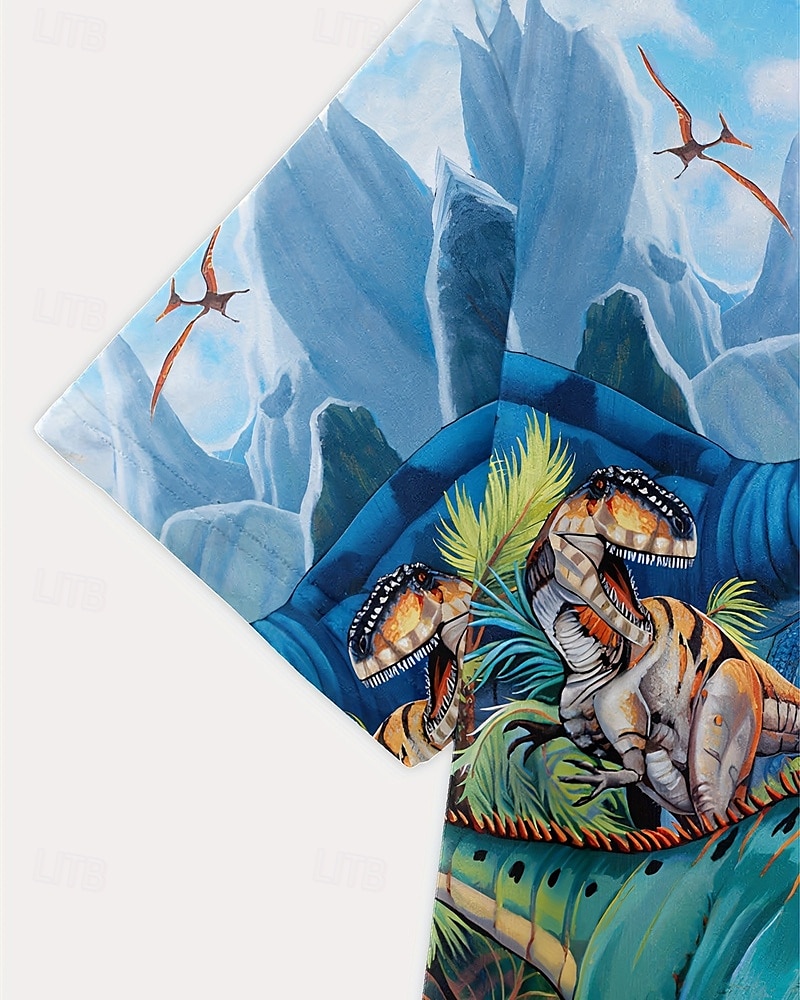 Jongens 3D Dinosaurus T-shirt Korte mouw Zomer Lente Modieus Basic Kinderen 4-12 jaar Strakke ronde hals Buiten Casual Dagelijks Normale pasvorm 2025 - $14.49 –P4
