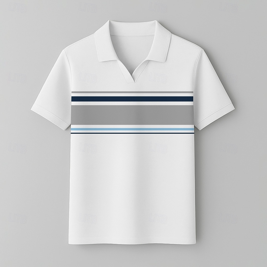Homens Pólo Trabalho O negócio Coleira de gaivota Manga Curta Férias Vintage Bloco de cor Listrado Bloco de cor Listas Verão Primavera Preto Branco Azul Marinha Pólo de 2026 por $32.99 –P5