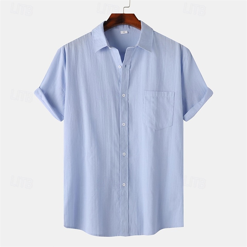 Herr Skjorta Casual skjorta Knapp upp skjorta Slät Semester Gata Svart Vit Gul Armégrön Kortärmad Kavajslag Sommar Kläder Button-Down 2025 - $25.99 –P1