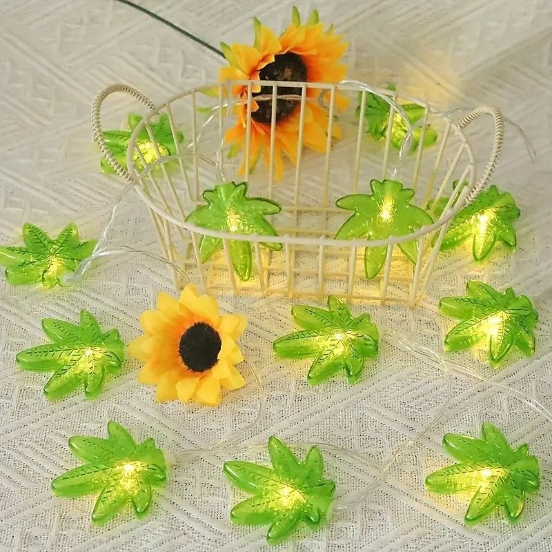 Catena luminosa a forma di foglia verde a LED, 1,5 m, 10 LED, alimentata a batteria, per Natale, San Valentino, camera da letto, festa, matrimonio, ringraziamento, festa della mamma, decorazione del 2025 a $9.49 –P2
