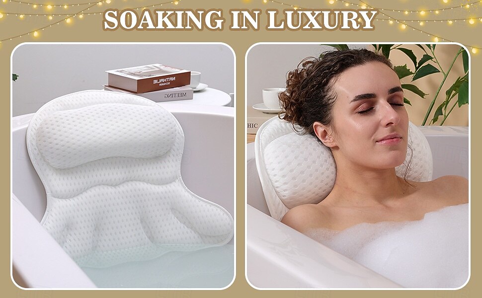 Ванная подушка роскошная подушка для ванны подушки для ванной для поддержки шеи и спины эргономичная подушка для ванны с 4D воздушной сеткой + 6 мощными присосками отличные спа-подарки аксессуары для 2025 - $28.99 –P2