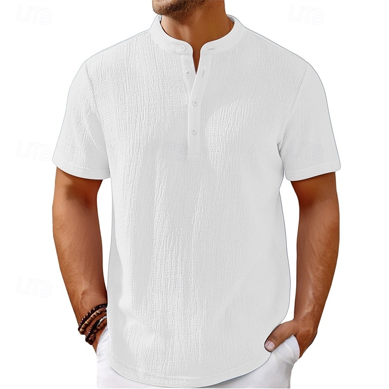 Per uomo Camicia Camicia Estiva Camicia casual Camicia da Spiaggia Camicia con Bottoni Nero Bianco Blu marino Kaki Beige Manica Corta Semplice Henley Ferie Casual Quotidiano Bottonato Abbigliamento del 2025 a $21.99 –P3