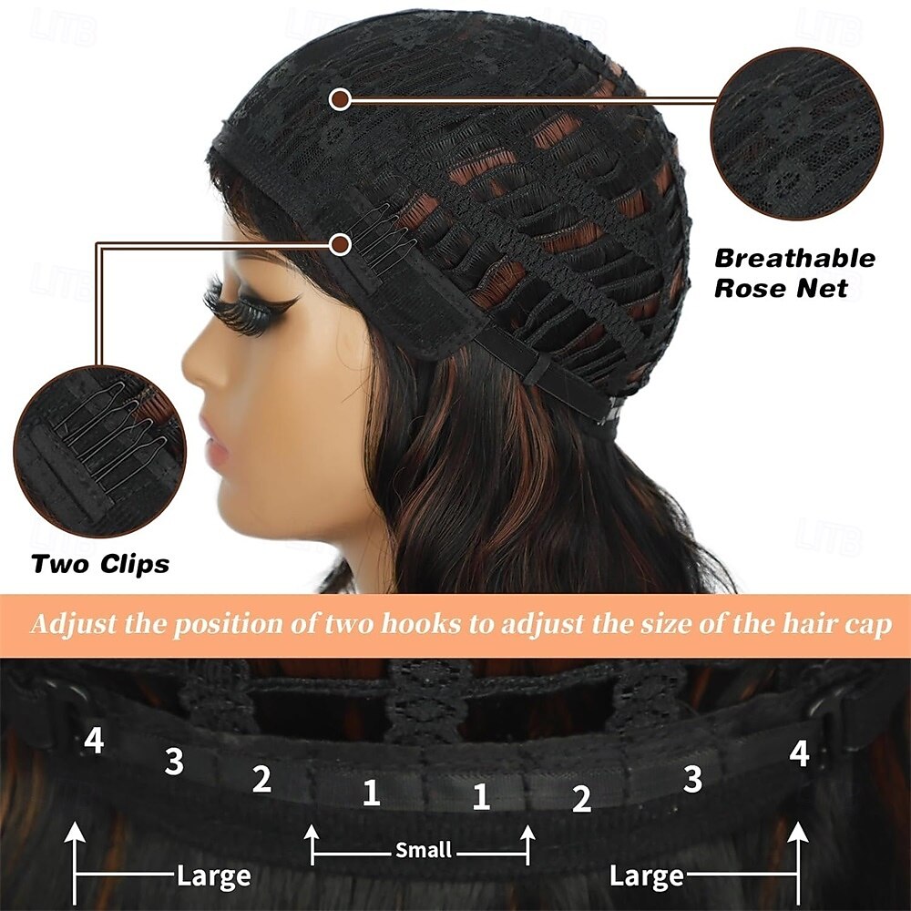 Lativ Black Mix Brown Wig with Bangs Short Wavy Wigs for Women Shoulder Length Curly Bob Wigs 14 Inches for Halloween Cosplay Daily Party Use 2025 - $25.99 –P6