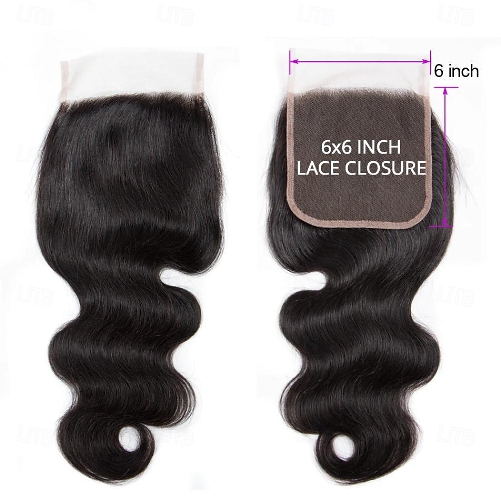 Fecho de cabelo humano brasileiro com ondas profundas 6x6 hd, fechamento de renda transparente, livre/meio/três partes, pré-arrancado, hd de 2025 por $138.99 –P1