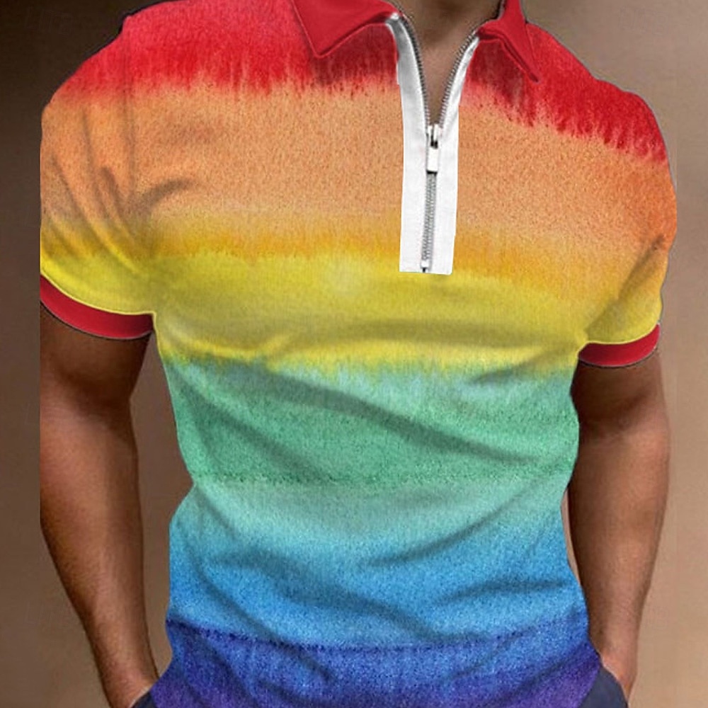Homme Arc-en-ciel Polos Hawaïens Chemise de golf Manche Courte Polos Chemises à Col Occasionnel Tenue de plage Vêtements de vacances Vêtements tropicaux Tenues de fête Impression 3D Polo à fermeture de 2026 ? $23.99 –P4