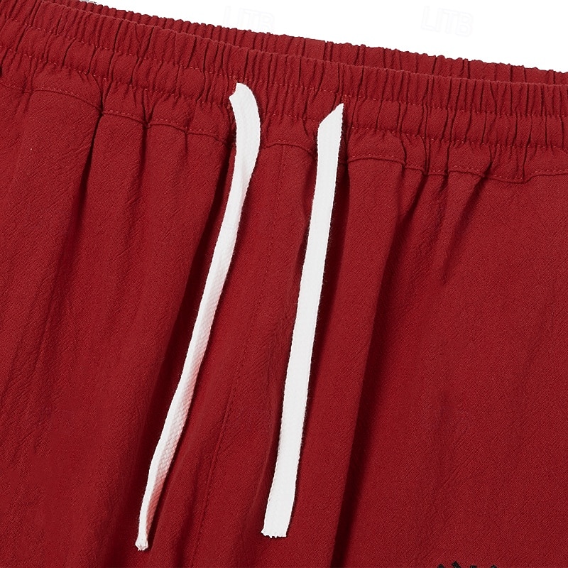 Per uomo Pantaloni di Lino Pantaloni Pantaloni Estivi Ricamato Coulisse Elastico in vita Fiori Comodità Traspirante Lunghezza intera All'aperto Casuale Ferie Moda Retrò Vintage Rosso del 2026 a $13.49 –P10