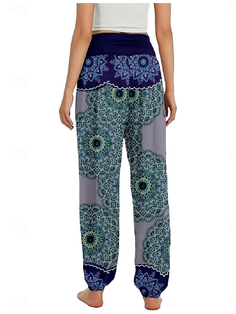 Damen Leinen-inspirierte Hosen Weites Bein Hosen Hose Ethno-Stil Lässig Boho Volle Länge Hohe Taille Blumen Grafik Paisley-Muster Tasche Elastischer Bund Drucken Atmungsaktivität Weich Mikroelastisch 2025 - $21.99 –P11
