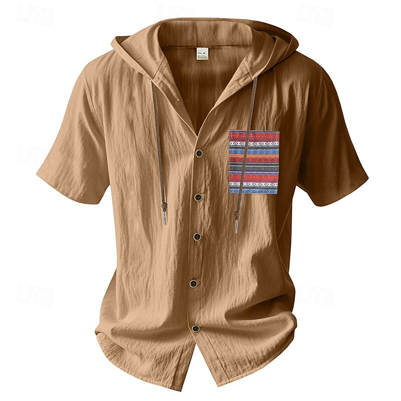 Herren Hemd Freizeithemd Knopfhemd Baumwollhemd Einfach Urlaub Straße Schwarz Weiß Hellgrün Dunkelmarine Kurzarm Mit Kapuze Sommer Bekleidung Button-Down 2025 - $25.99 –P5