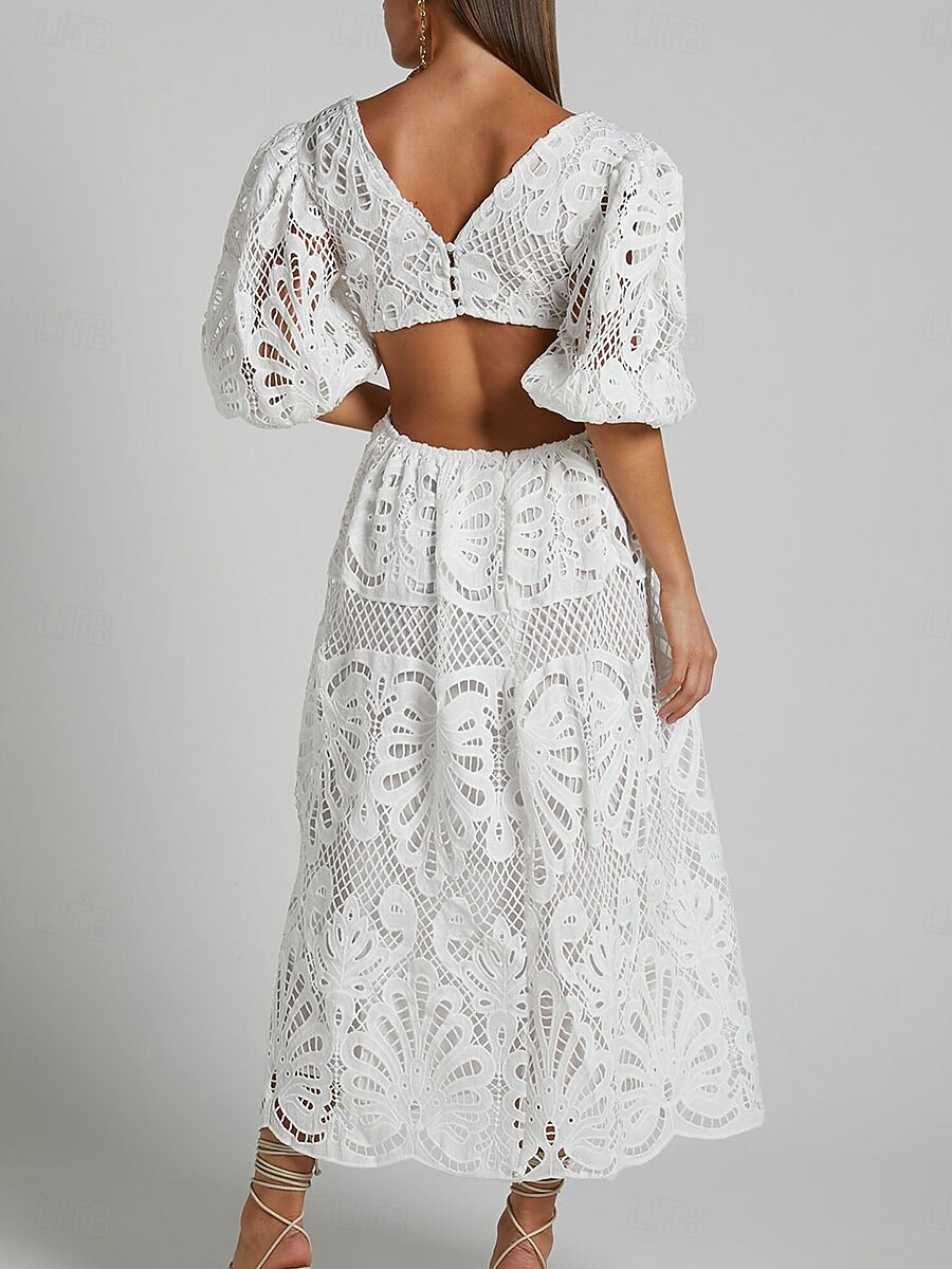 chinese dress ladies Lace Top Half Sleeves Soft Simple Wedding Dresses