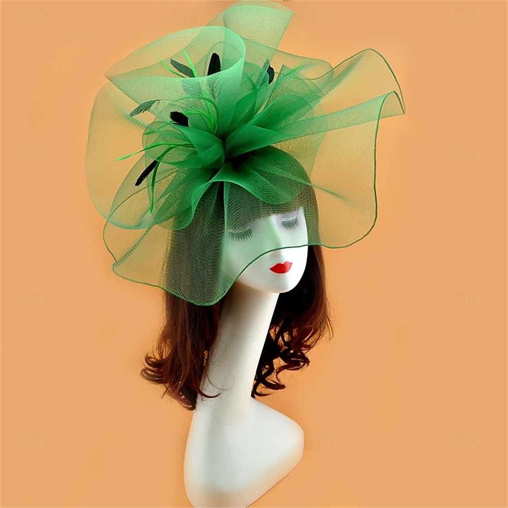 Coiffe Tulle Chapeau Fedora Mariage Anniversaire Soirée Fête du thé Course de Chevaux Élégant ancien Mignon Avec Plume Casque Couvre-chef de 2025 ? $19.99 –P11