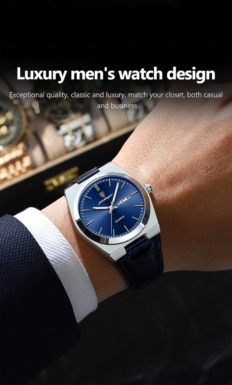 Luxe Kwartshorloge voor Heren Waterdicht Luminous Datum Week RVS Klassiek Mannelijk Horloge 2026 - $29.99 –P2