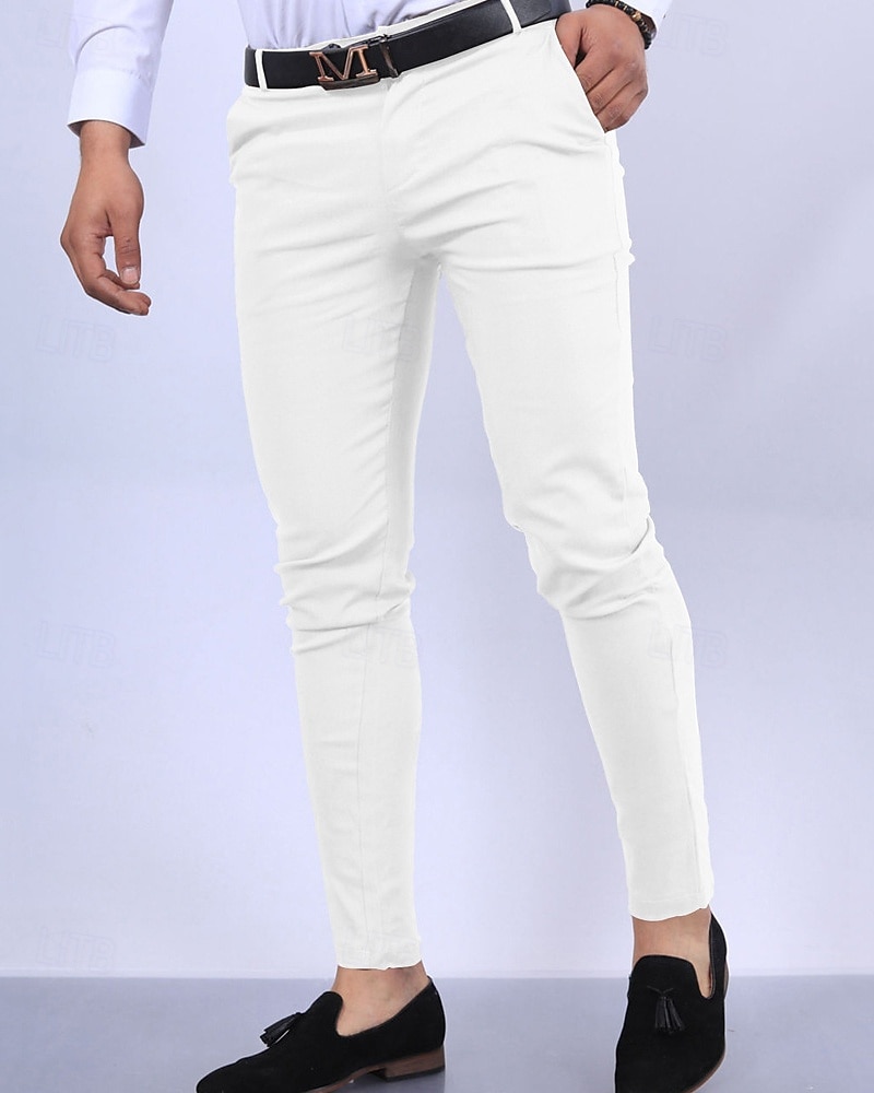 Homens Social chinês Calça Chino Bolsos Tecido Conforto Diário O negócio Estilo Clássico Preto Vinho Micro-Elástica de 2026 por $29.99 –P9