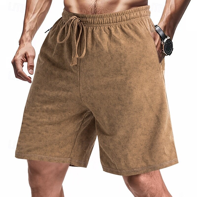 Men's Athletic Shorts Sweat Shorts Shorts Summer Shorts Pocket Drawstring Elastic Waist Plain Comfort Breathable Short Outdoor Sports Classic Casual Black Navy Blue 2025 - $17.99 –P2