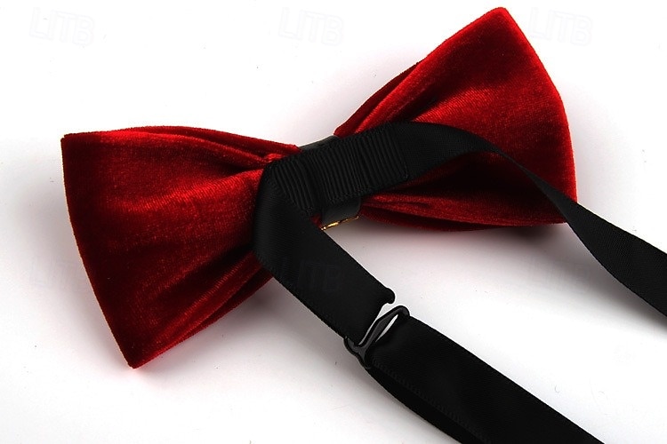 Gravata Borboleta Vintage Masculina Festa de Casamento Trajes de Recepção Gravata Borboleta Veludo Cor Sólida Preto Borgonha Azul Royal de 2025 por $12.99 –P3