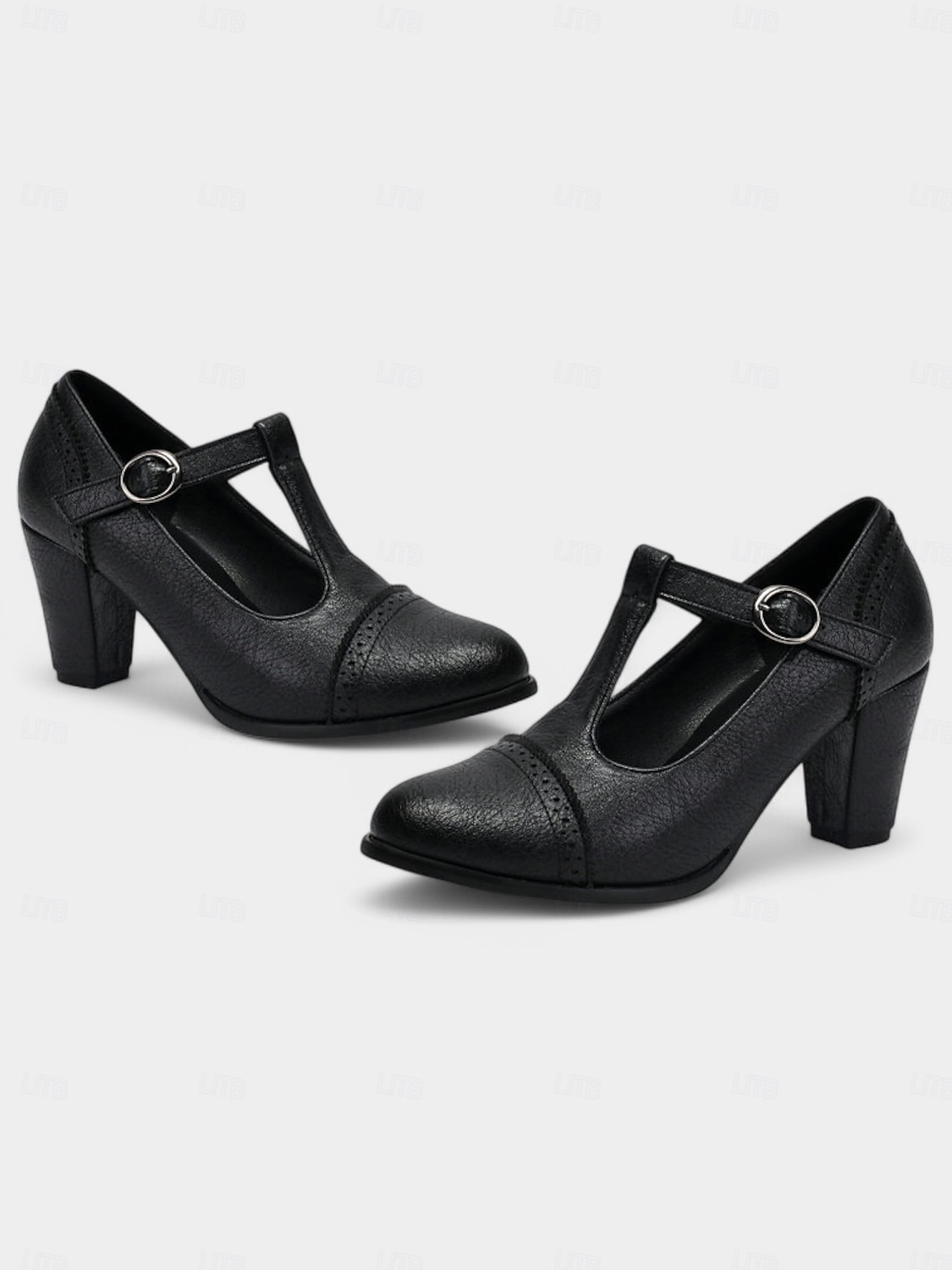 Crèmekleurige Mary Jane pumps met T-bandjes en brogue-details voor dames – schoenen met hak in vintage stijl uit de jaren 30 voor feesten, bruiloften en retro-outfits 2026 - $54.99 –P5