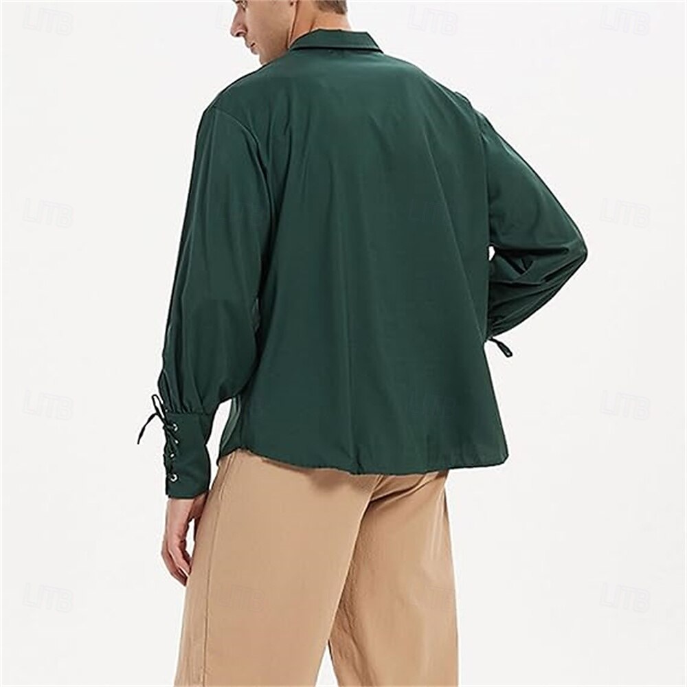 Warrior Knight Ritter Celtic Knight Punk & Gothic Medieval Renaissance 17th Century Blouse / Shirt Cosplay Costume Men's Drawstring Costume Vintage Cosplay Performance Stage Renaissance Fair Long 2025 - $37.99 –P6