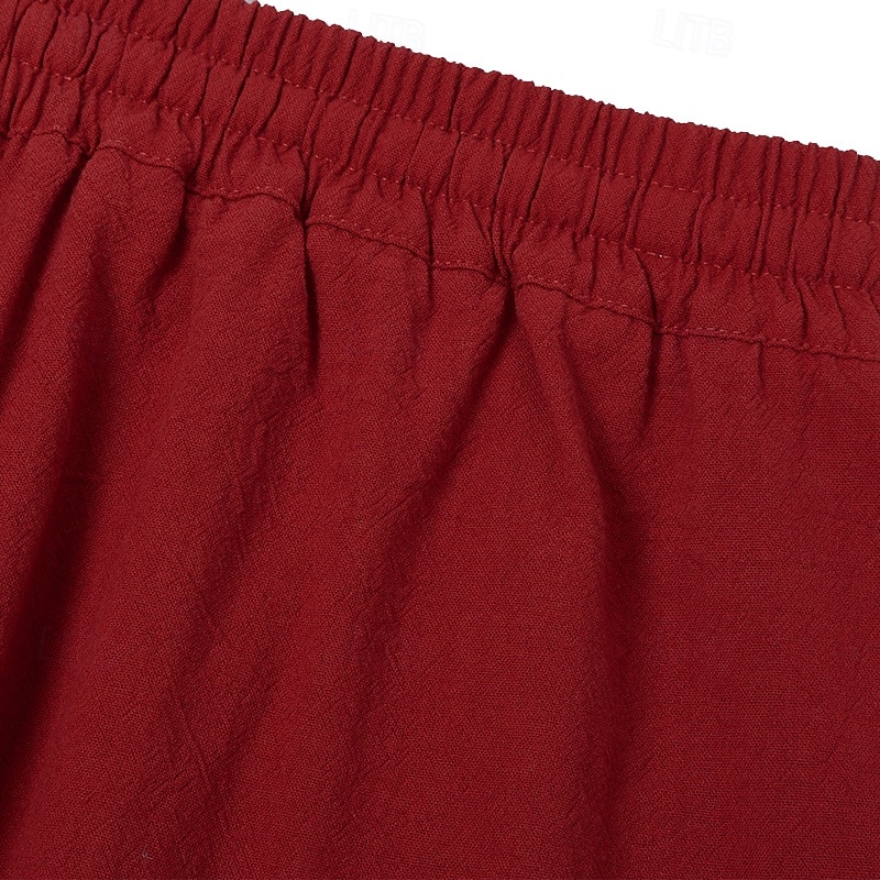Per uomo Pantaloni di Lino Pantaloni Pantaloni Estivi Ricamato Coulisse Elastico in vita Fiori Comodità Traspirante Lunghezza intera All'aperto Casuale Ferie Moda Retrò Vintage Rosso del 2026 a $13.49 –P12