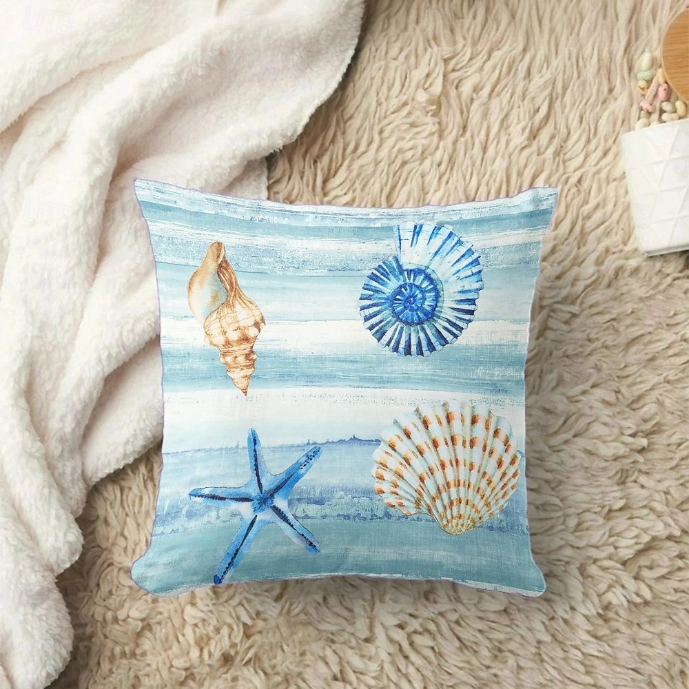 Capa de Almofadas Decorativas de Conchas do Oceano 1PC Capa de Almofada Quadrada Macia para Sofá Cama Sala de Estar de 2025 por $12.99 –P6