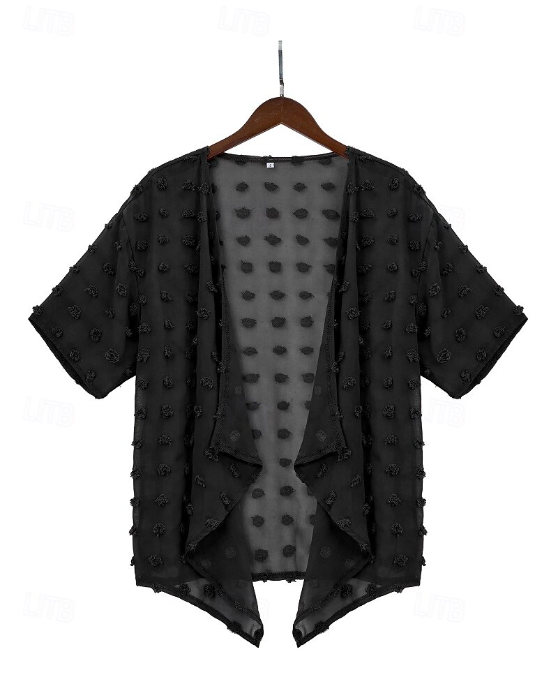 Dame Skjorte Bluse عادي Fritid Kortermet V-hals Vanlige topper Daglig Ut på byen Asymetrisk kant Svart Hvit Brun Sommer 2025 - $21.99 –P6
