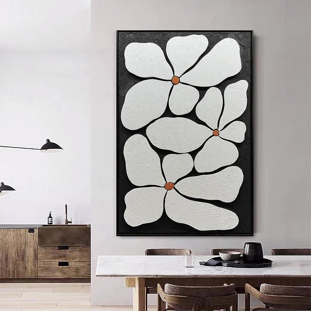 Handmade Oil Painting Canvas Wall Art Decoration Black and White Simple ...