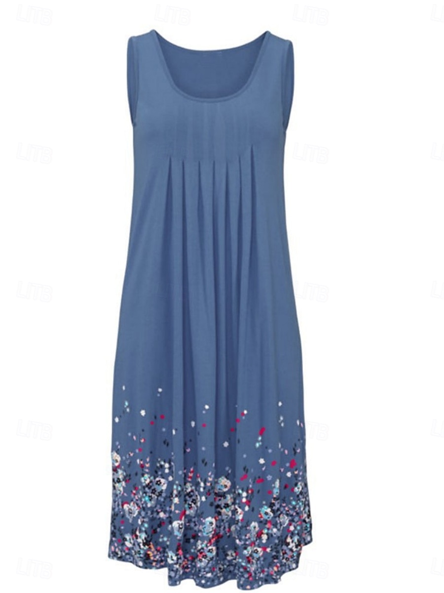 Damen Minikleid Unterkleid Lässig Party Strand Normale Passform Blumen Grafik Ärmellos U-Ausschnitt Schwarz Rote Blau Grau Sommer 2025 - $16.49 –P9