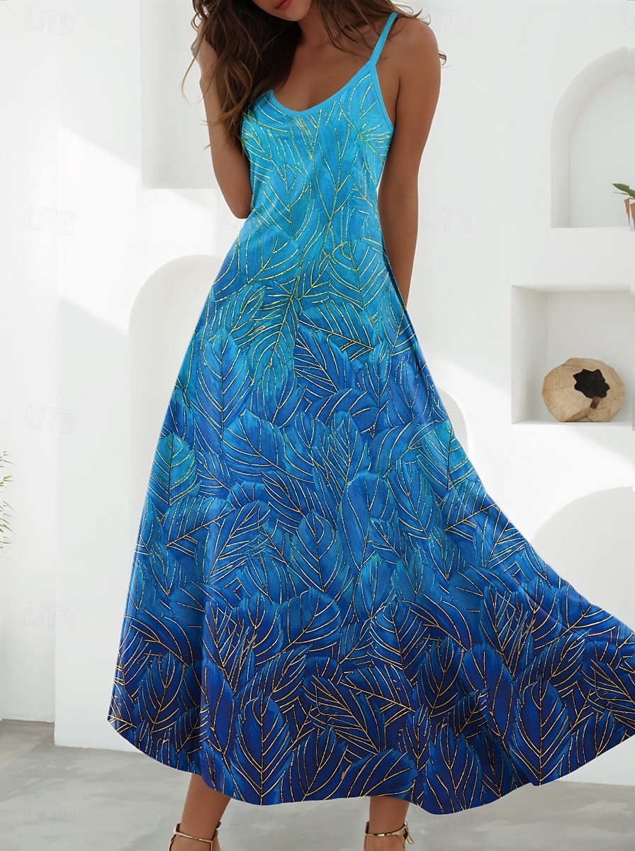 Pentru femei Rochie Maxi Rochie A line Rochie Slip Vacanță Casual Boho Petrecere Ieșire Fit regulat Floral Grafic Fără manșon În V Albastru piscină Mov Maro Bej Vară Primăvară 2026 - $36.99 –P2