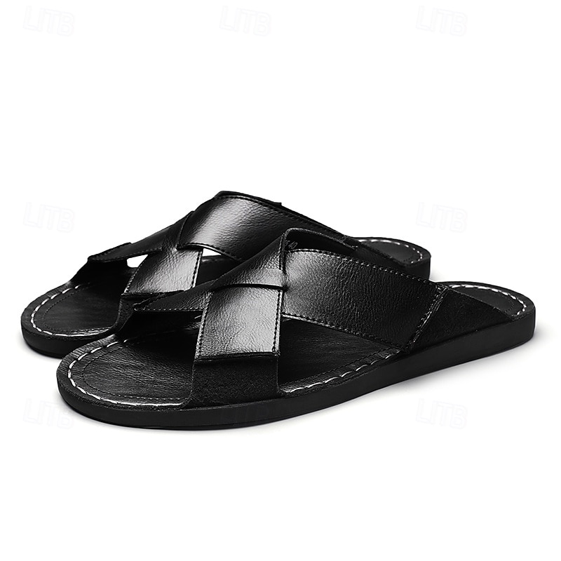 Braune Herren-Sandalen mit Kreuzriemen aus Kunstleder – bequeme Schlupfsandalen mit hochwertiger Lederkonstruktion und verstellbarer Passform, ideal für entspannten Sommerlook und Outdoor-Abenteuer 2025 - $42.99 –P8