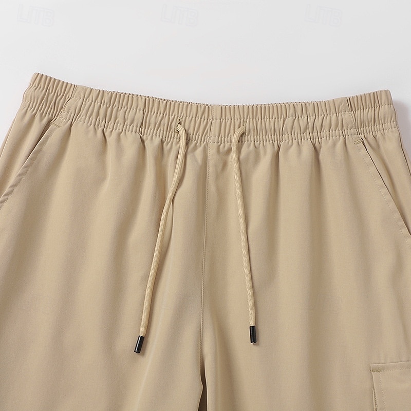 Homens Bermuda Cargo Calção Shorts de verão Com Cordão Cintura elástica Bolso multi Número Conforto Vestível Comprimento do joelho Ao ar livre Esporte Diário Moda Casual Preto Cáqui de 2025 por $15.49 –P4