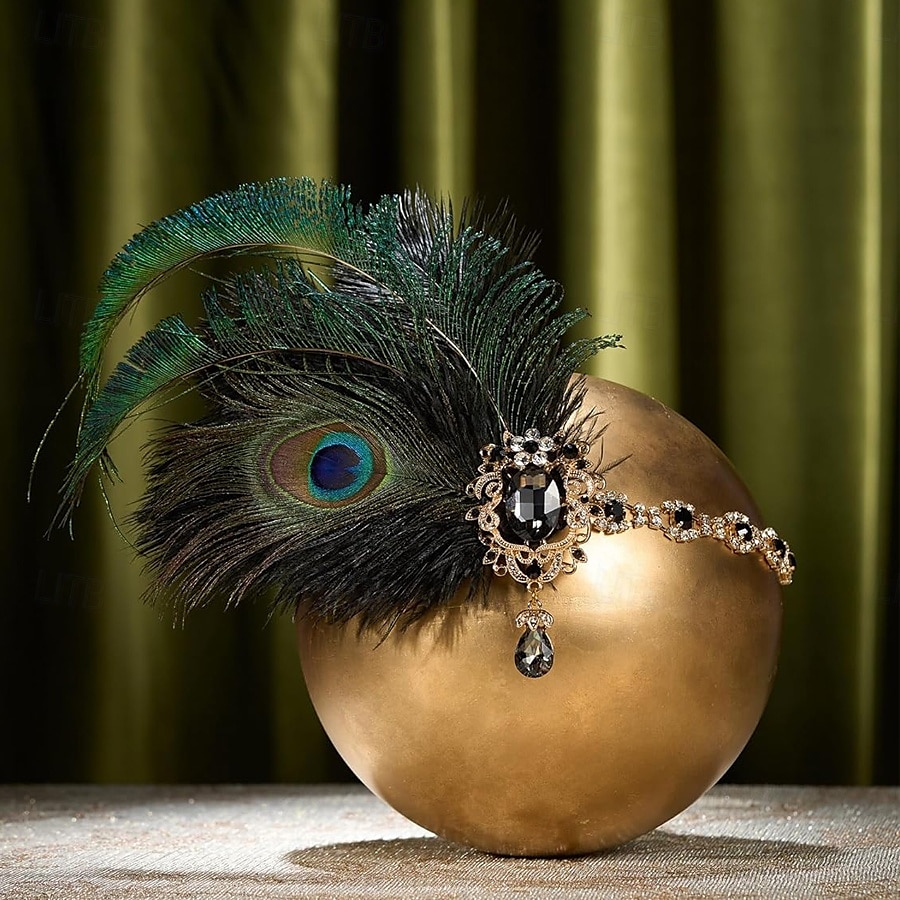 1920-tallet Den store Gatsby Flapperpannebånd i 1920-stil Den store Gatsby Fjær Kontor / Bedrift Glitrende glitter Krystall / Rhinstein Kostyme Dame Karneval Valentinsdag Maskerade Festkveldsklær 2025 - $24.99 –P5
