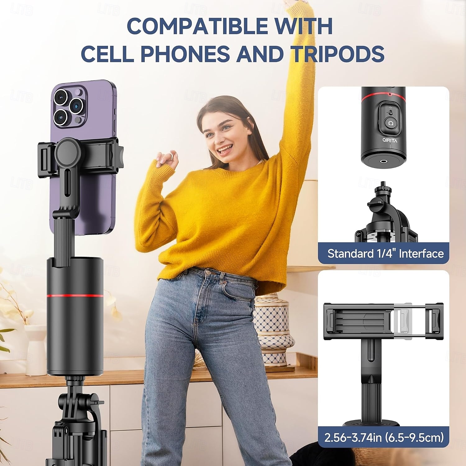 Support de téléphone à suivi automatique, support de caméra de téléphone à rotation à 360 degrés, support de suivi de prise de vue intelligent avec perche à selfie à distance pour iPhone Android, de 2025 ? $29.99 –P6