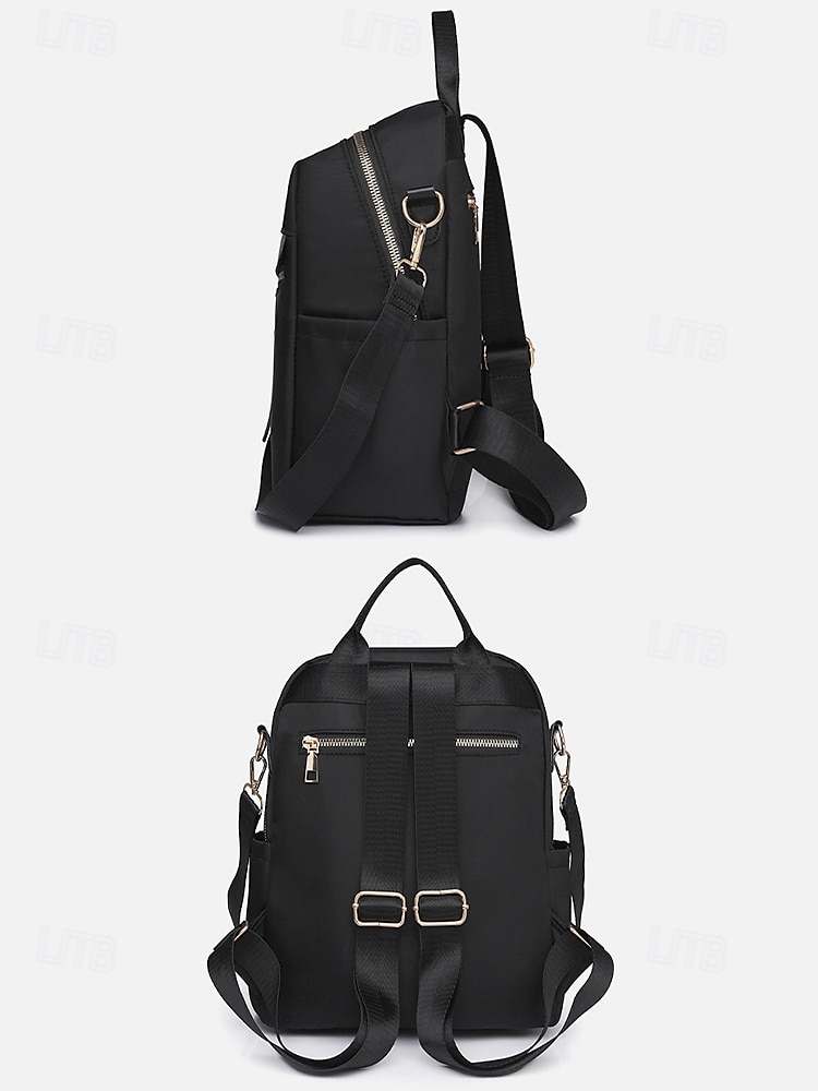 Sac à dos imperméable de grande capacité pour femme - peut être porté sur une épaule, détails de pompons élégants, fermeture à glissière, adapté au travail, à l'école et à un usage quotidien de 2025 ? $34.99 –P5
