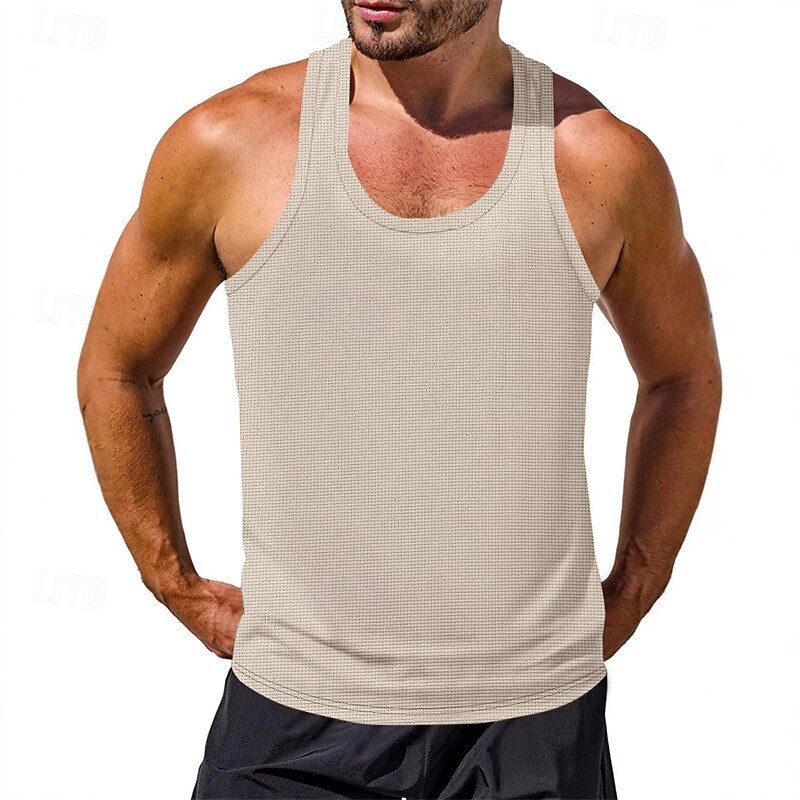 Men's Tank Top Vest Top Undershirt Sleeveless Shirt Sleeveless Crew Neck Summer Plain Fashion Designer Basic Classic Vacation Street Going out Black White Wine Top Tee for Men 2025 - $12.49 –P11