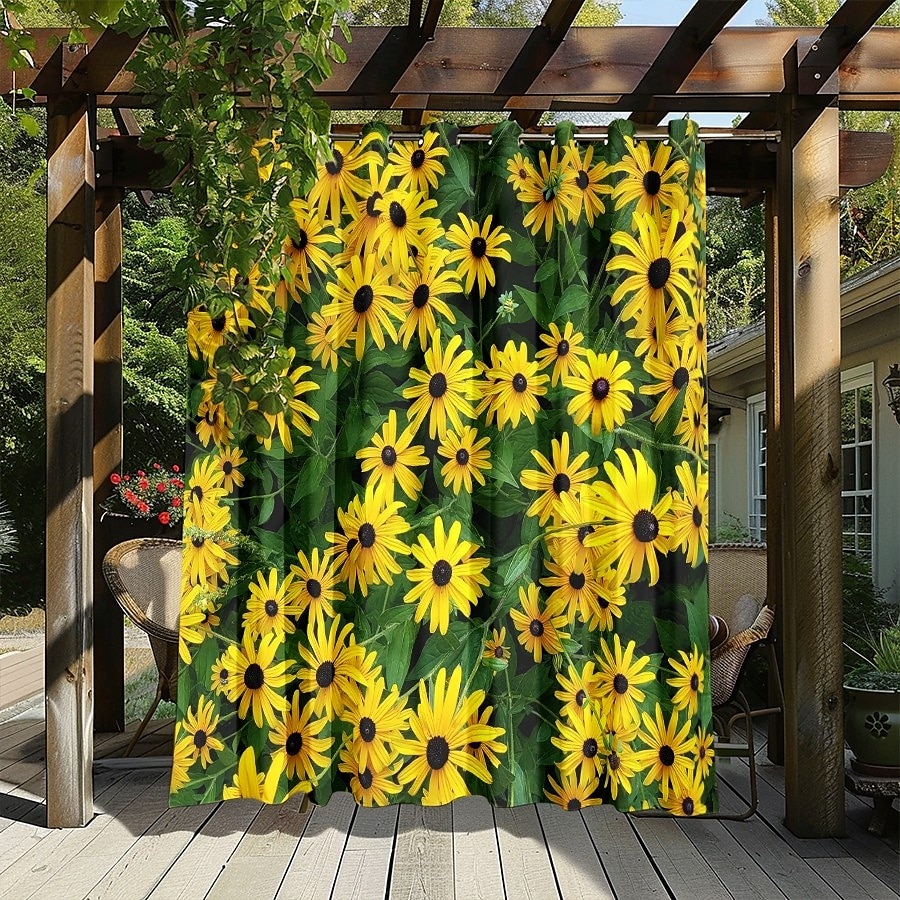 Vízálló Kültéri Függöny Magánélet Csúszó Teraszi Függöny Drappok Pergola Függönyök Gyűrűs 3D Nyári Margaréta Táj a Pavilonhoz Erkélyhez Teraszhoz Bulikhoz 1 Panel 2025 - $34.99 –P5