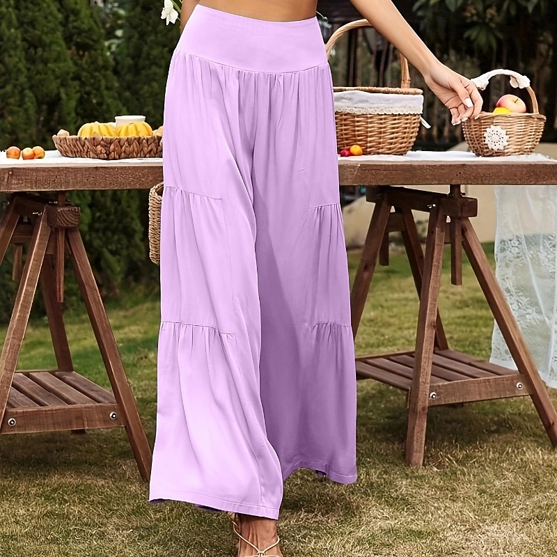 Femmes Pantalon en coton et lin Slacks Mode Longueur complète Naturel Uni Taille Élastique Extérieur Confortable Décontracté Quotidien Week-end Magenta foncé Vin Bleu marine Bleu ciel clair Été Coupe de 2025 ? $26.99 –P16