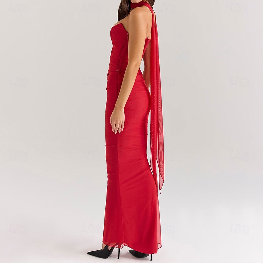 Mořská panna  trumpet quinceanera šaty elegantní šaty svatba svatební hosté dlouhé do podlahy bez rukávu bezramenné polyesterové bez zad s nařasením 2025 - $99.99 –P12