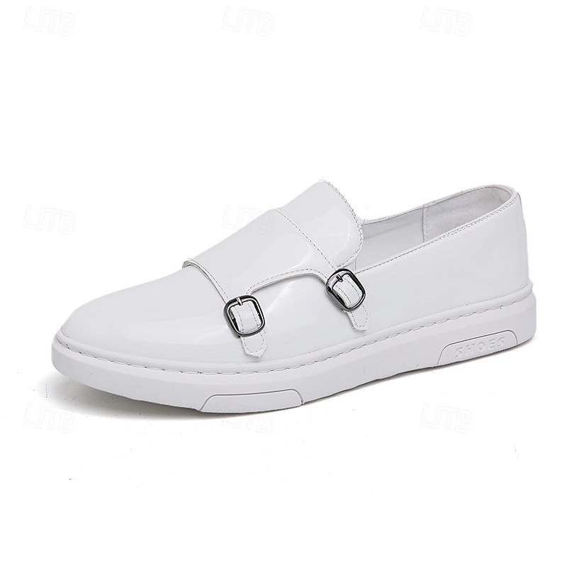 Witte instappers met monniksband voor heren – elegante casual schoenen voor op kantoor, evenementen en zakelijke casuals 2025 - $46.99 –P6