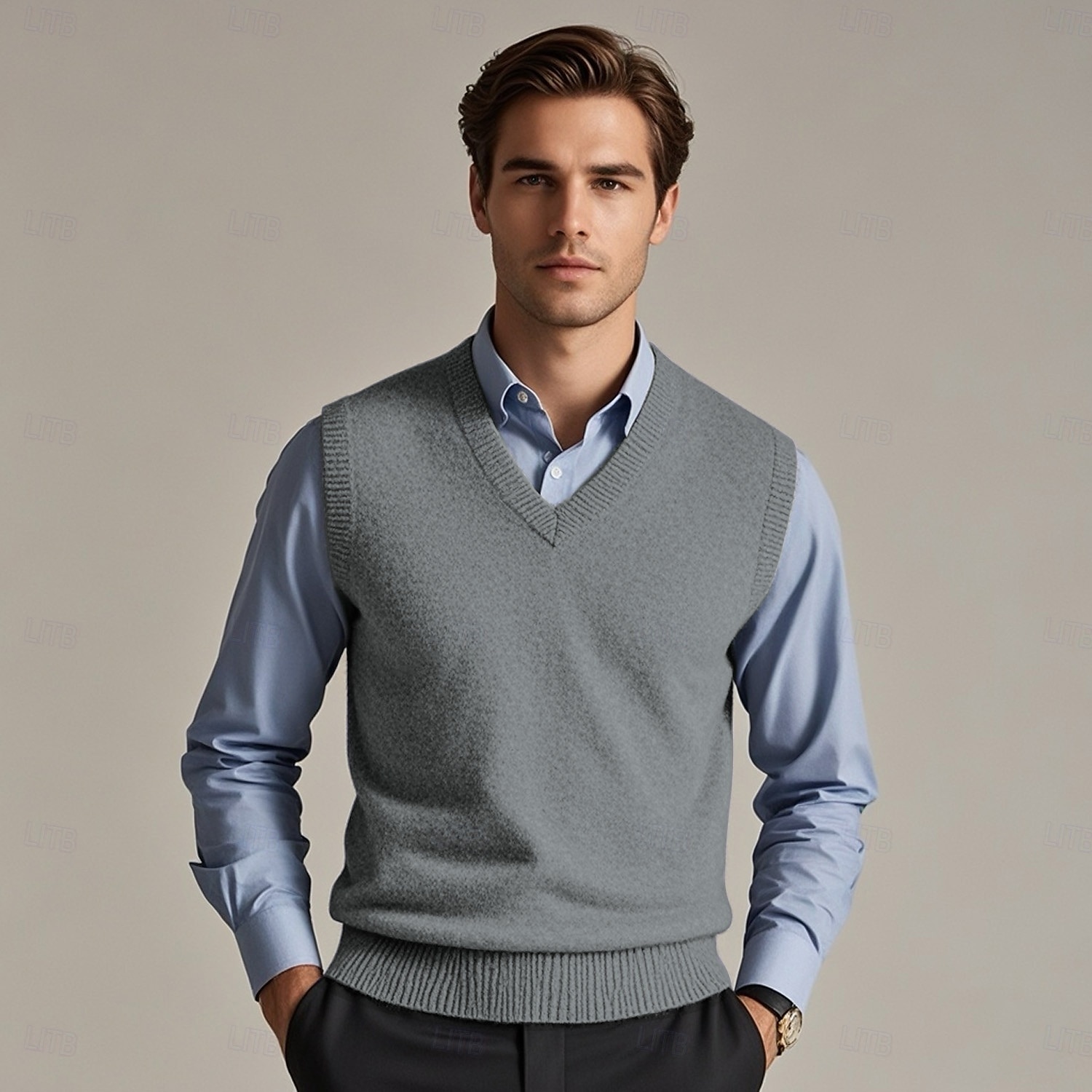 Herr Tröja väst Pullover tröja Klänning tröja Väst Stickad tröja Ribbad Sticka Normal Stickat Slät V-hals Mode Ledigt Dagliga kläder Datum Kläder Höst vinter Svart Mörk marin S M L 2025 - $26.99 –P4