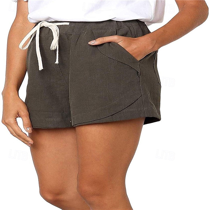 Dámské šortky baggy kalhoty chinos móda streetwear základní krátké vysoký pas jednobarevné kapsy elastický pás pohodlné měkké mikroelastické venkovní ulice černá khaki světle modrá šedá léto 2025 - $15.99 –P9