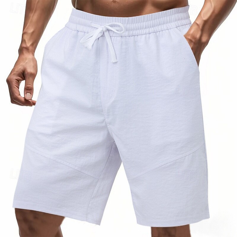 Men's Shorts Summer Shorts Beach Shorts Casual Shorts Pocket Drawstring Elastic Waist Plain Comfort Breathable Short Outdoor Vacation Sport Casual Black White 2025 - $17.99 –P3