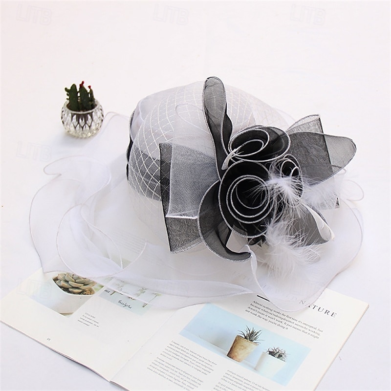naisten hatut headband hiusneula organza fascinator kirkkohattu kukka teejuhlat häähattu 2025 - $53.99 –P5