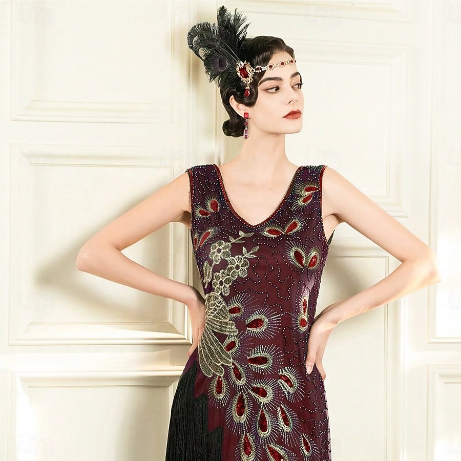 1920-tallet Den store Gatsby Flapperpannebånd i 1920-stil Den store Gatsby Fjær Kontor / Bedrift Glitrende glitter Krystall / Rhinstein Kostyme Dame Karneval Valentinsdag Maskerade Festkveldsklær 2025 - $24.99 –P3