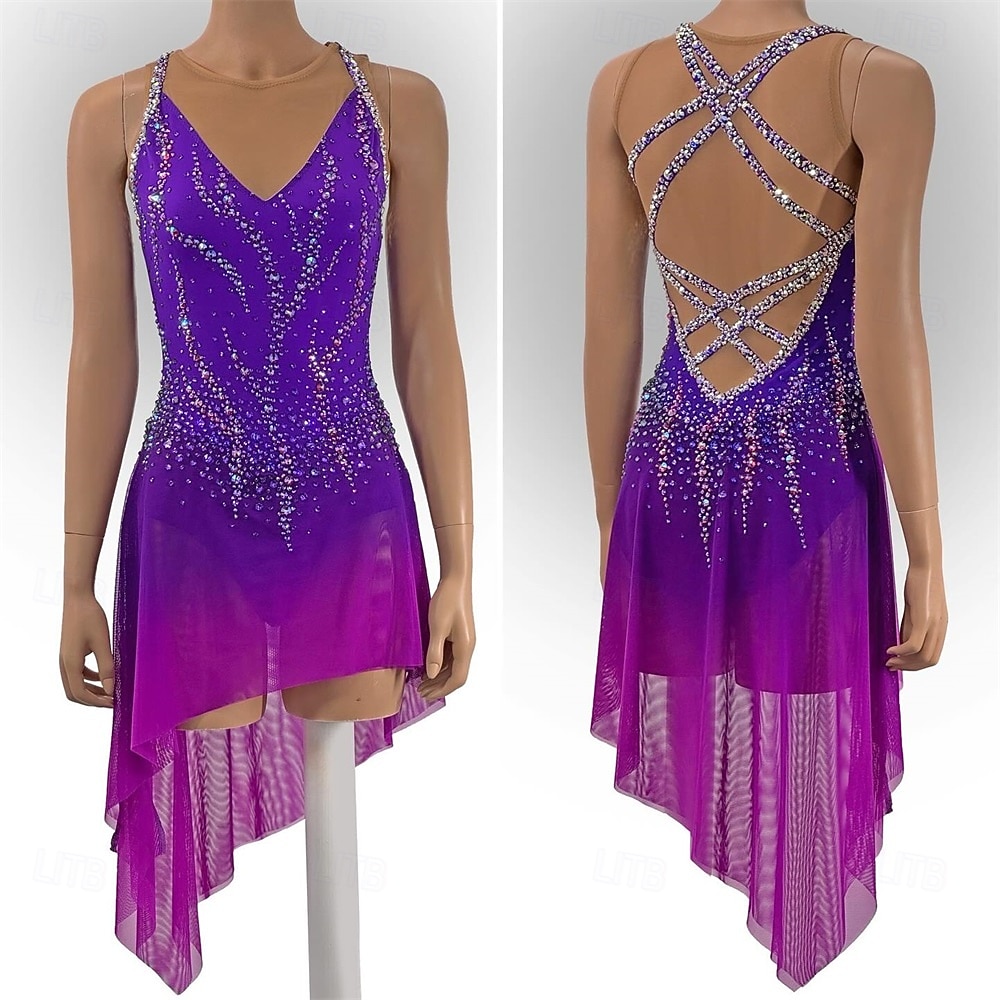 Abito da pattinaggio artistico Per donna Ragazze Pattinaggio sul ghiaccio Vestito Fucsia Foro per il pollice Orlo asimmetrico Rete Alta elasticità Allenamento Competizione Vestiti da pattinaggio sul del 2026 a $262.79 –P1