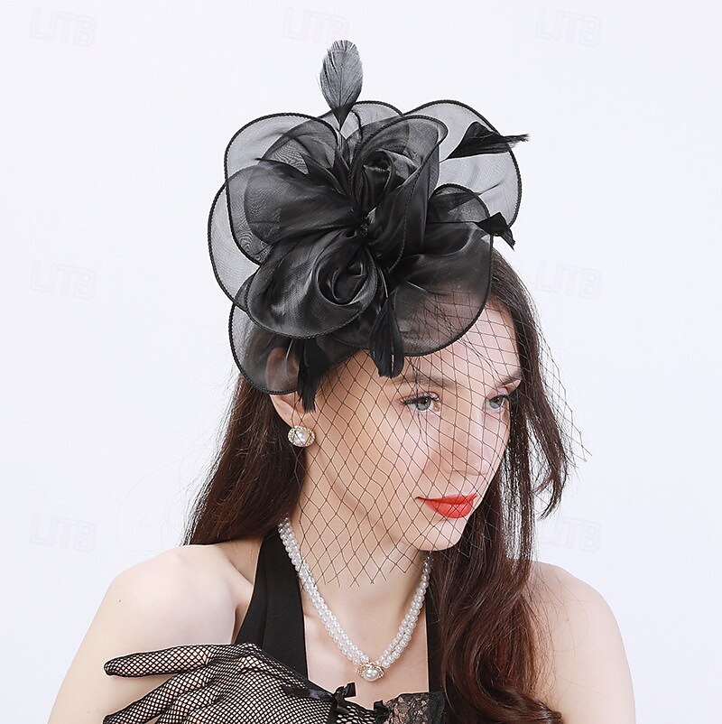 Tocados Plumas Boda Fiesta de Noche Elegante Boda Con Pluma Celada Sombreros 2025 - $17.49 –P10