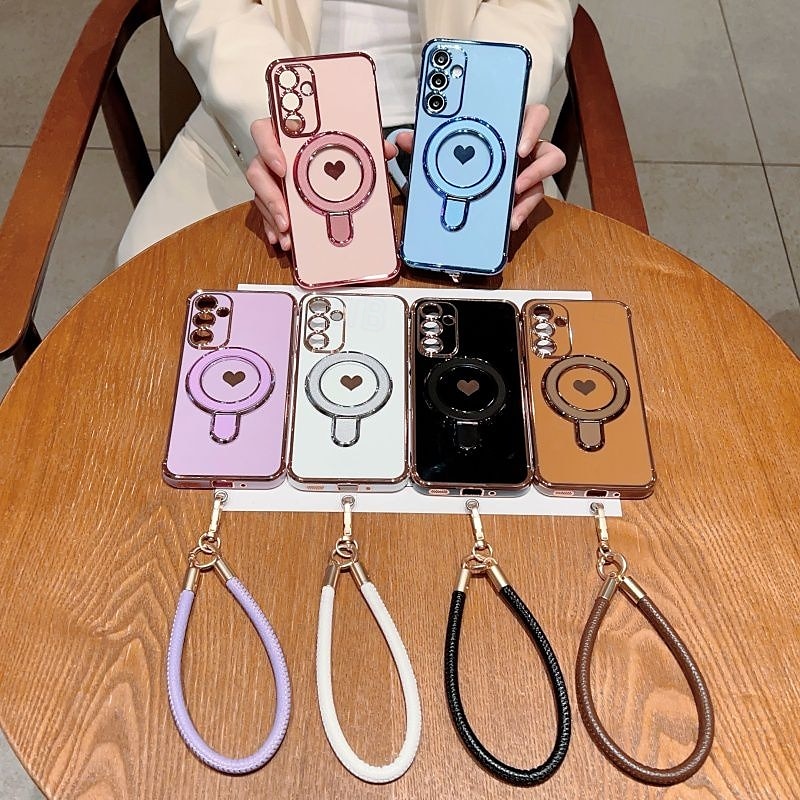 Phone Case For Samsung Galaxy S21 FE S21 A14 A34 A53 A33 A23 A13 Back Cover with Wrist Strap Shockproof Retro TPU Plating 2025 - $22.99 –P1