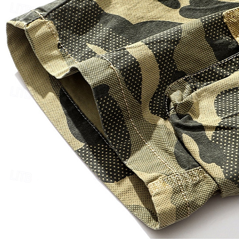 Herren Cargo-Shorts Shorts mit Camouflage-Muster Shorts Sommershorts Kordelzug Elastischer Bund Mehrere Taschen Tarnung Komfort tragbar Knielang Outdoor Sport Täglich Mode Lässig Tarnung Khaki 2025 - $34.99 –P6